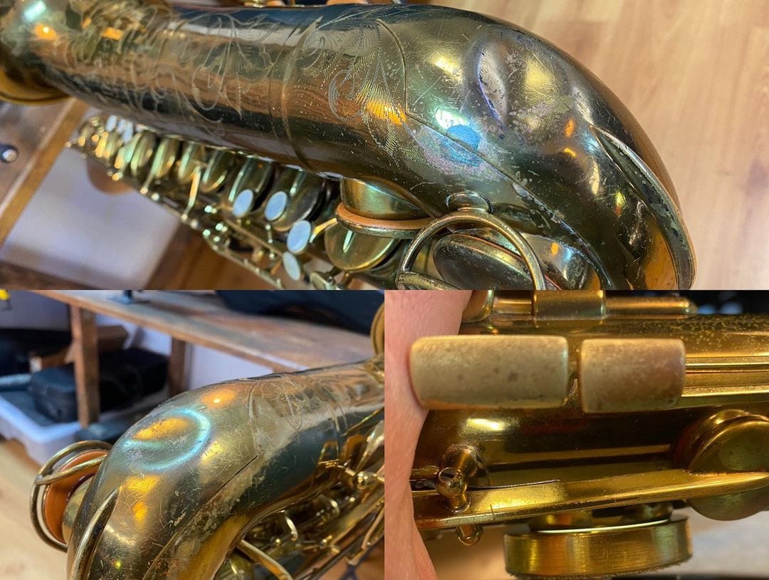 Imagen de la reparación de una saxofón
